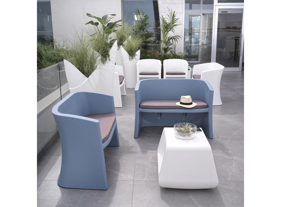 Canapé de jardin 2 places en polyéthylène coloré fabriqué en Italie - Gomez Viadurini