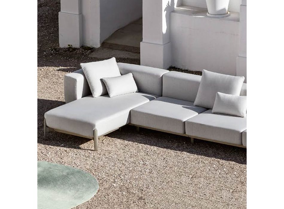 Canapé de jardin 3 places avec méridienne en aluminium et tissu - Filomena Viadurini