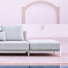 Canapé de jardin 3 places avec pouf de luxe en aluminium et tissu - Filomena Viadurini