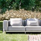 Canapé de jardin 3 places avec pouf de luxe en aluminium et tissu - Filomena Viadurini