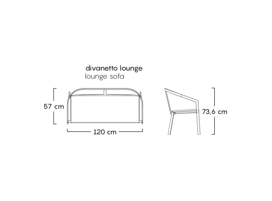 Canapé de jardin avec base en aluminium et assise en textilène Made in Italy - Maureen Viadurini