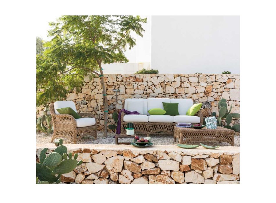Canapé de jardin 2 ou 3 places en aluminium et WaProLace Made in Italy - Yetta Viadurini