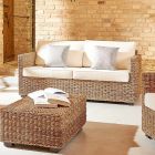 Canapé de jardin de différentes tailles en abaca avec coussins - Raziel Viadurini