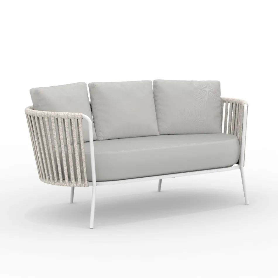 Canapé de jardin en acier inoxydable et dossier en corde - Luxura Viadurini