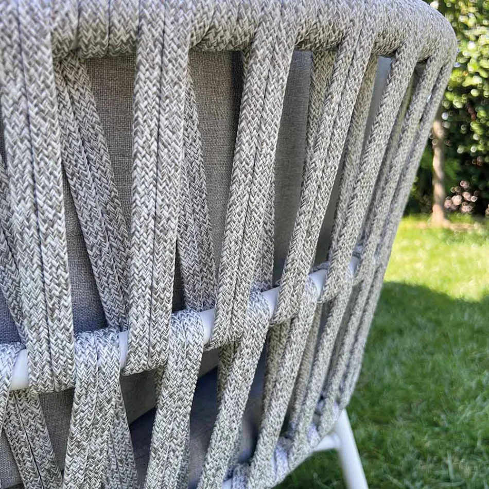 Canapé de jardin en aluminium, corde et tissu Marsala ou blanc - Brise Viadurini