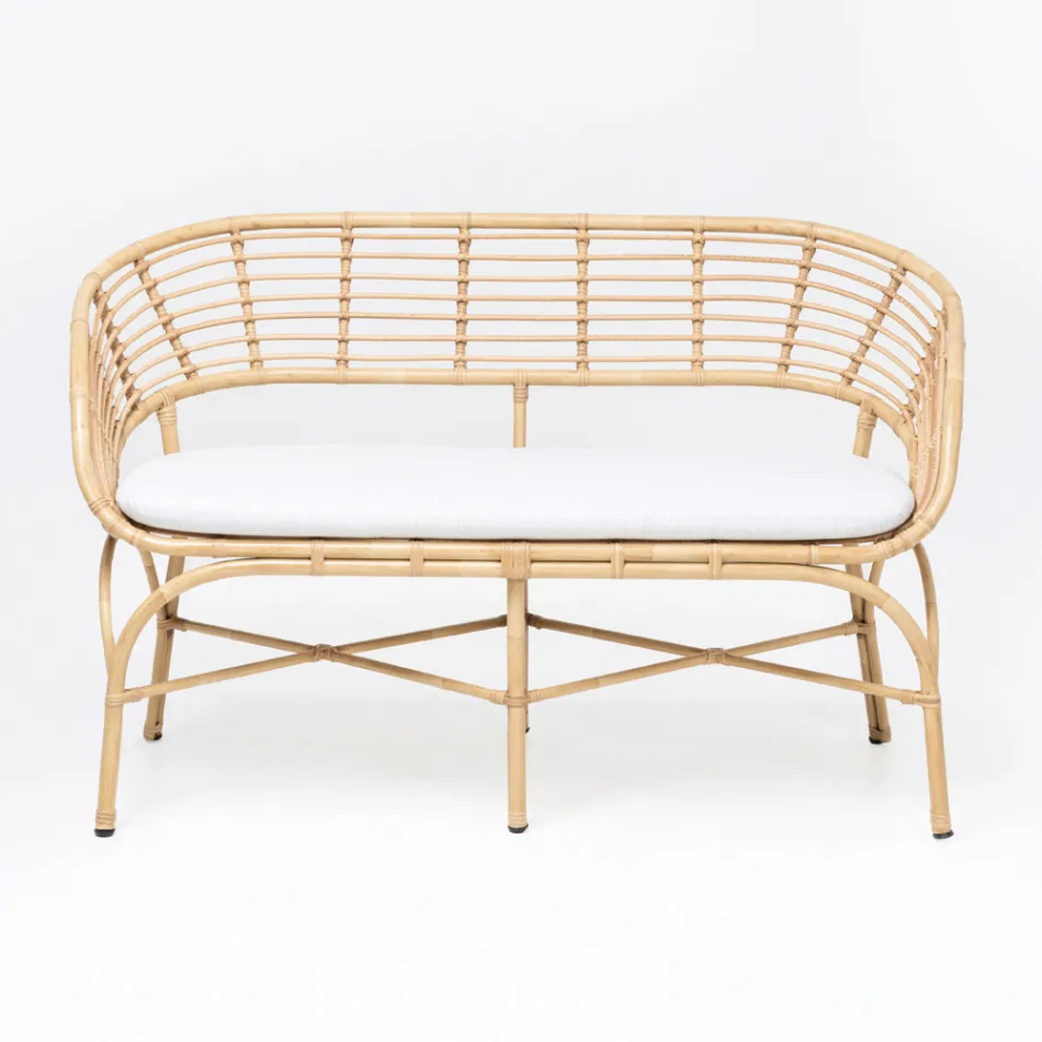 Canapé de jardin en aluminium et polyrotin tressé et coussin - Ellide Viadurini