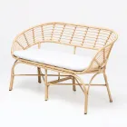 Canapé de jardin en aluminium et polyrotin tressé et coussin - Ellide Viadurini
