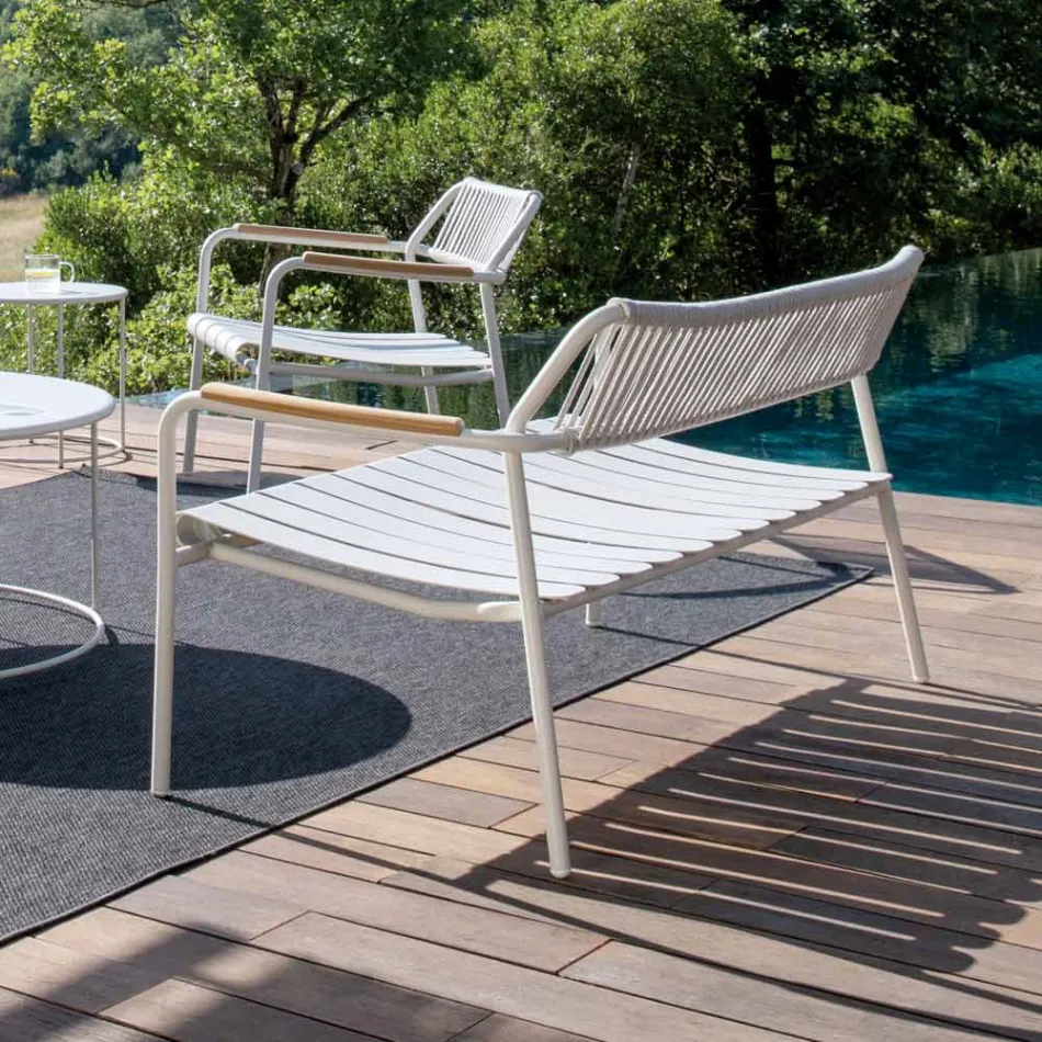 Canapé de jardin en aluminium avec dossier en corde - Resplendent Viadurini