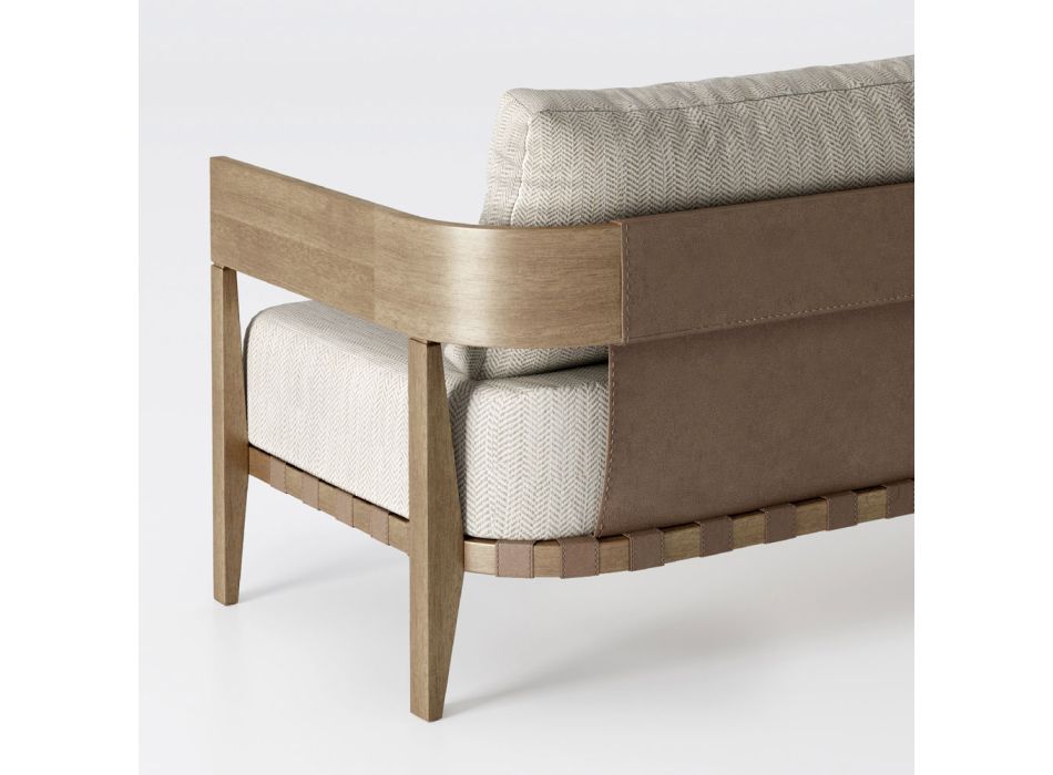 Canapé de jardin en bois d'Iroko et tissu Made in Italy - Briga Viadurini