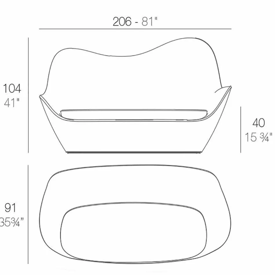 Canapé de jardin design moderne en polyéthylène Sabinas by Vondom Viadurini