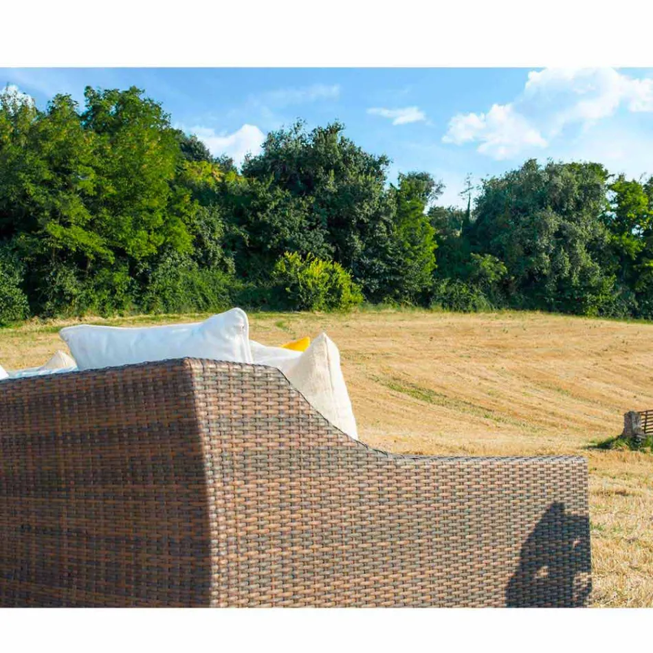 Canapé de jardin tissé à la main Joe polyéthylène Café Viadurini