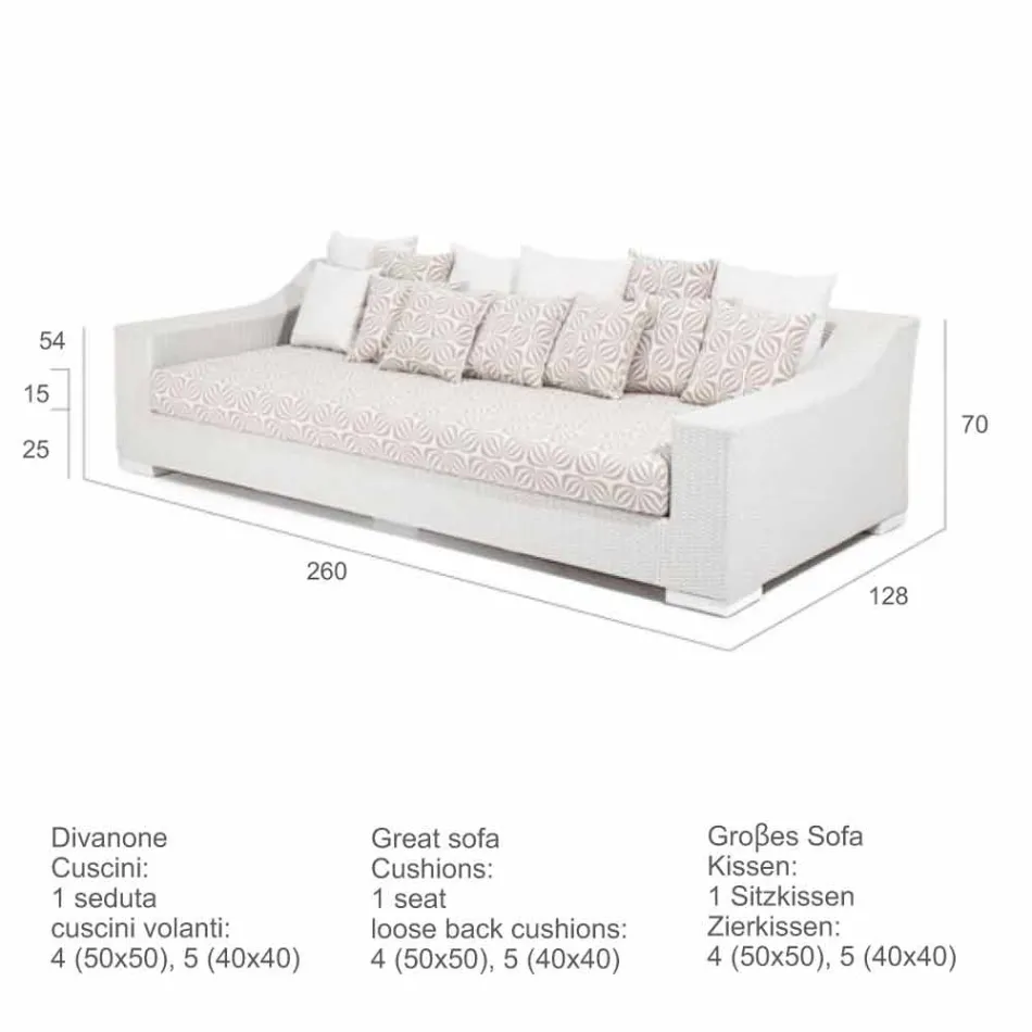 Canapé de jardin tissé à la main Joe polyéthylène Café Viadurini