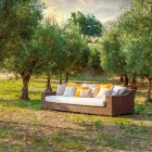 Canapé de jardin tissé à la main Joe polyéthylène Café Viadurini