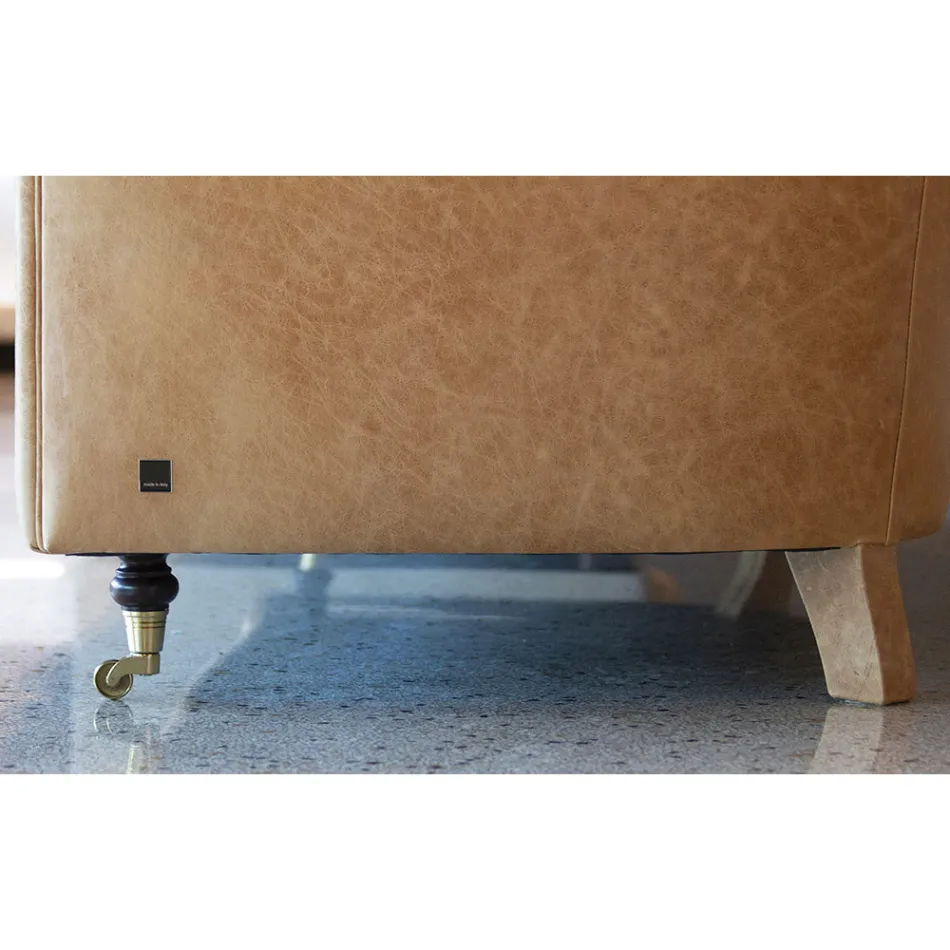 Canapé d'intérieur avec pieds en bois et roues en métal fabriqué en Italie - Giocoso Viadurini