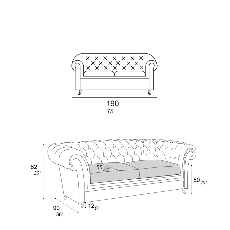 Canapé d'intérieur avec pieds en bois et roues en métal fabriqué en Italie - Giocoso Viadurini
