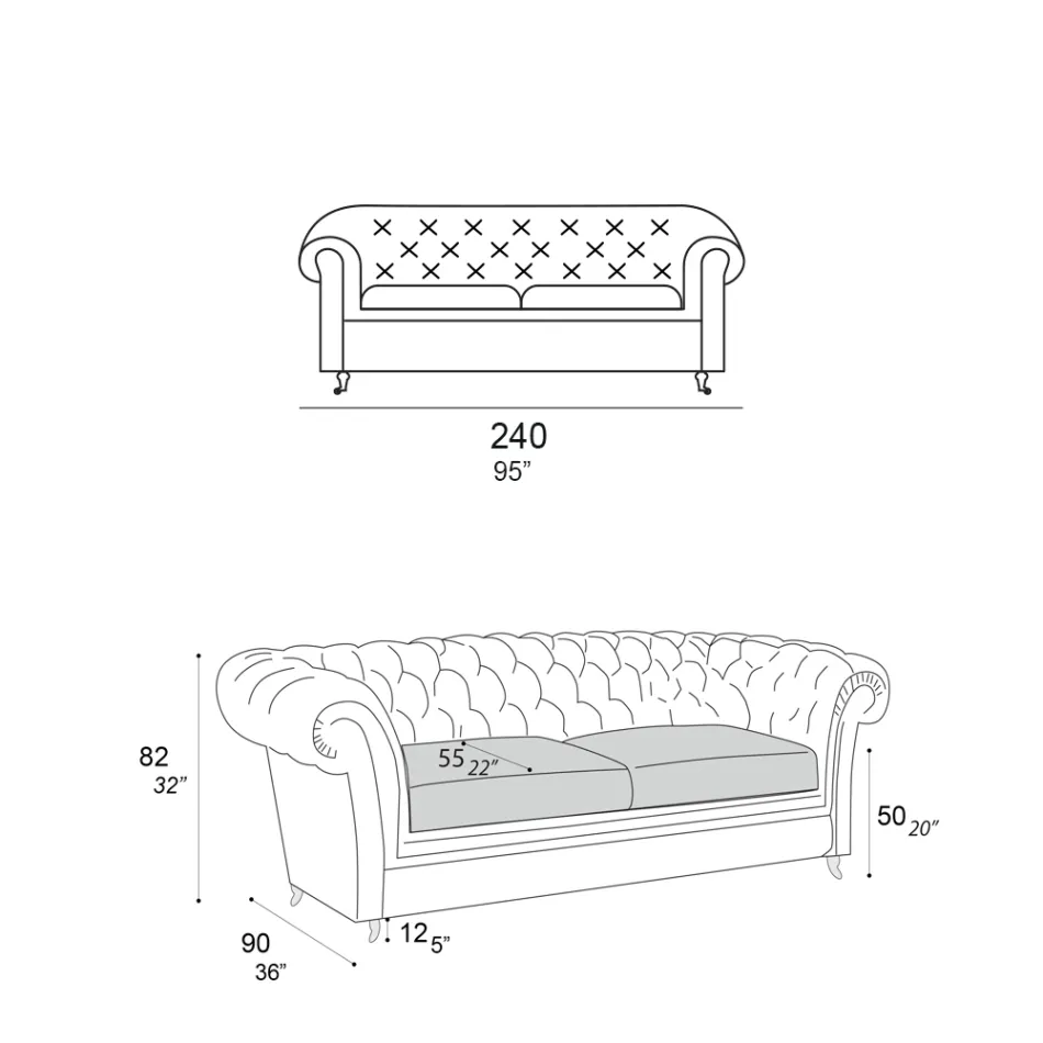 Canapé d'intérieur avec pieds en bois et roues en métal fabriqué en Italie - Giocoso Viadurini