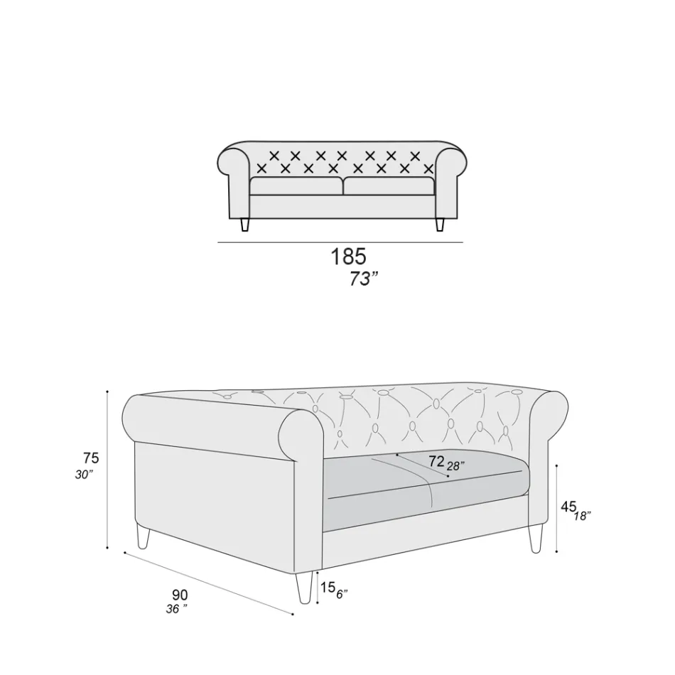 Canapé d'intérieur disponible en différentes tailles fabriqué en Italie - Vivace Viadurini