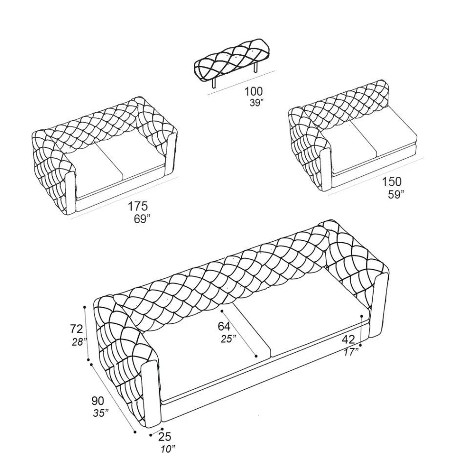 Canapé de salon avec appui-tête inclinable fabriqué en Italie - Unleashed Viadurini