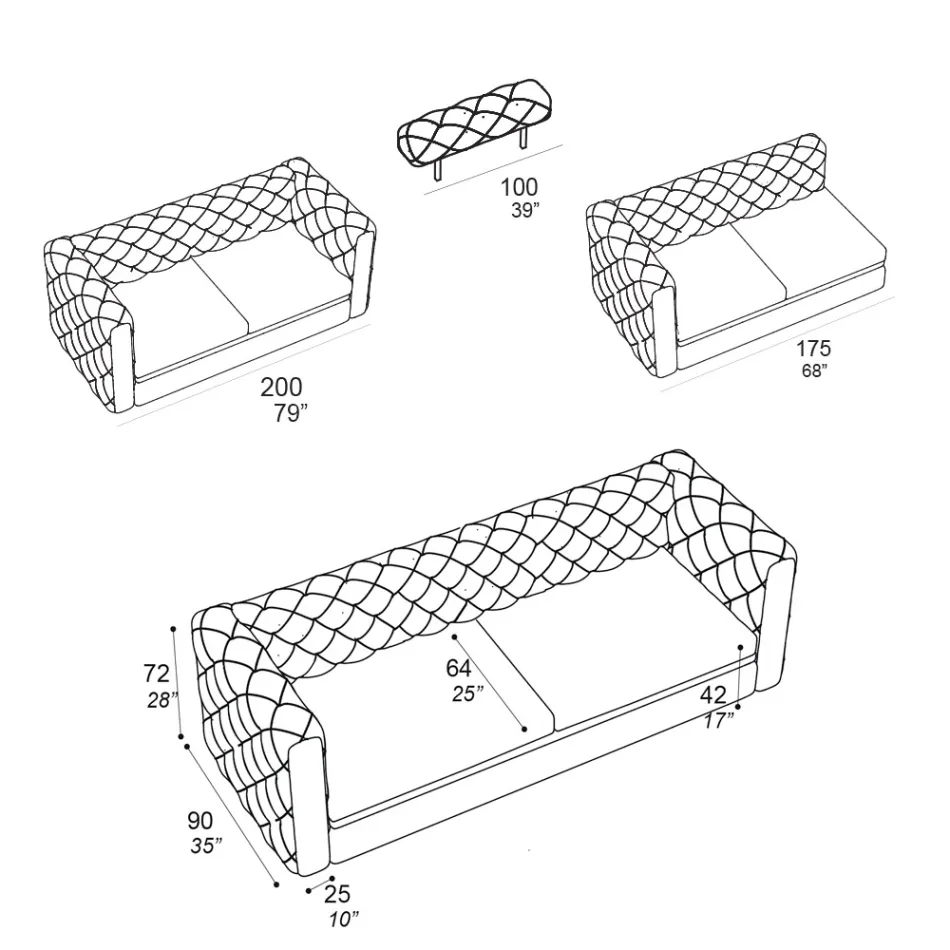 Canapé de salon avec appui-tête inclinable fabriqué en Italie - Unleashed Viadurini