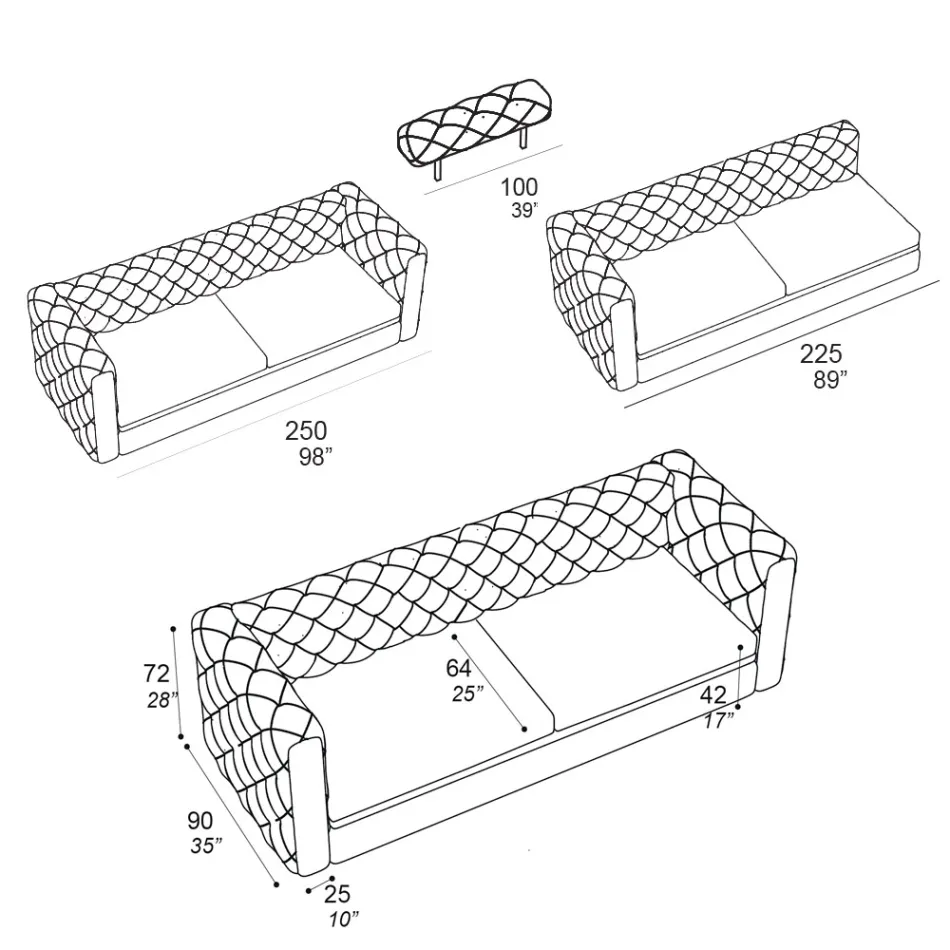 Canapé de salon avec appui-tête inclinable fabriqué en Italie - Unleashed Viadurini