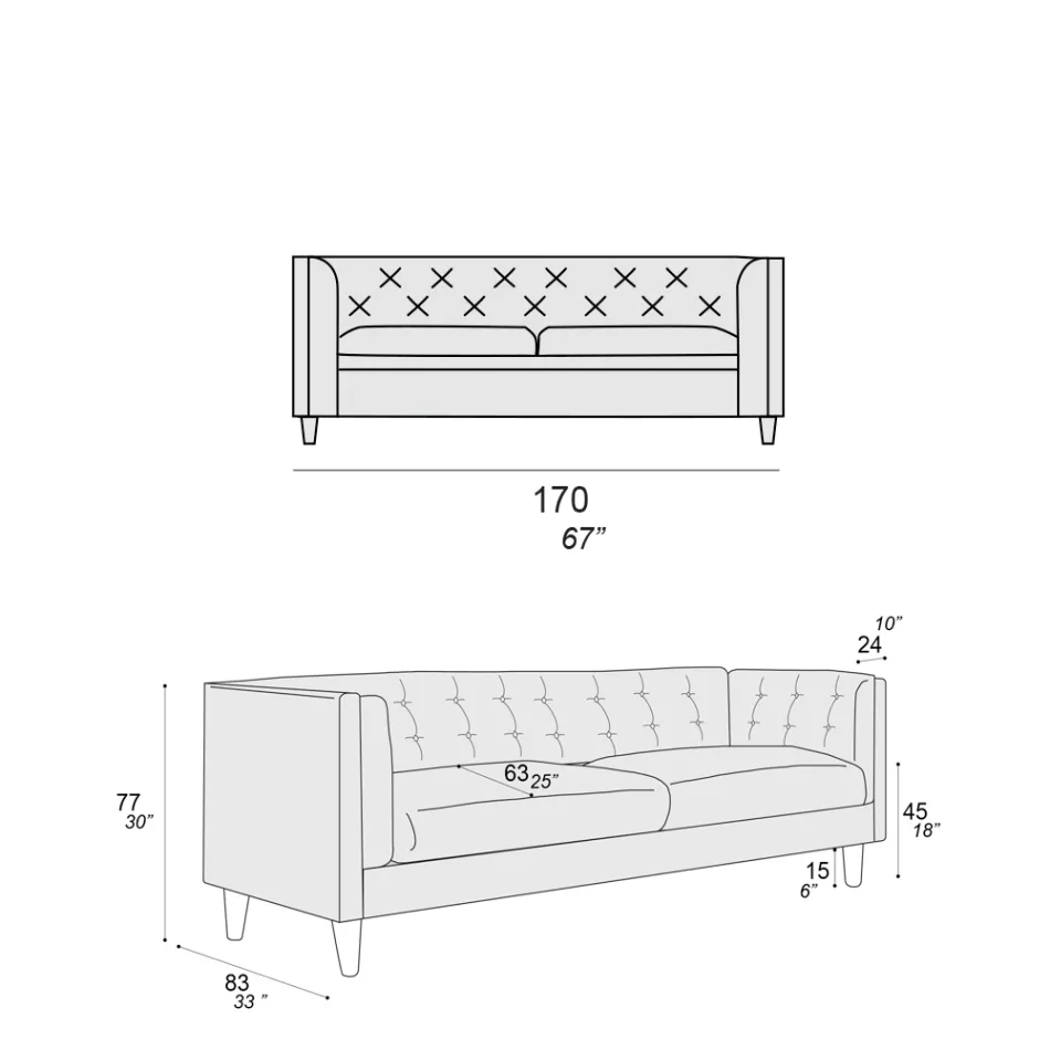 Canapé de salon avec structure et pieds en bois fabriqué en Italie - Comico Viadurini