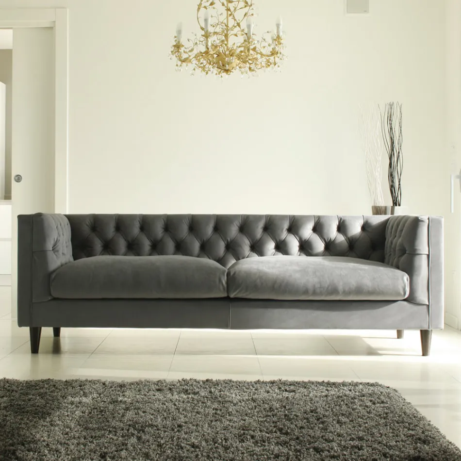 Canapé de salon avec structure et pieds en bois fabriqué en Italie - Comico Viadurini