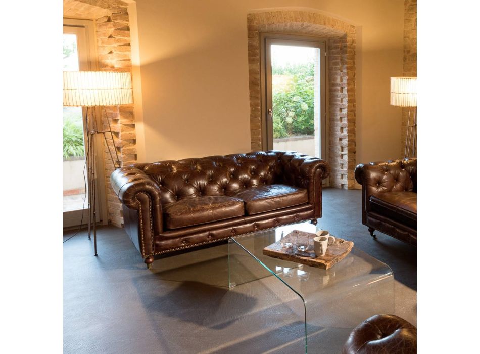 Canapé de salon 2 ou 3 places en cuir vintage effet vieilli - Stamp Viadurini