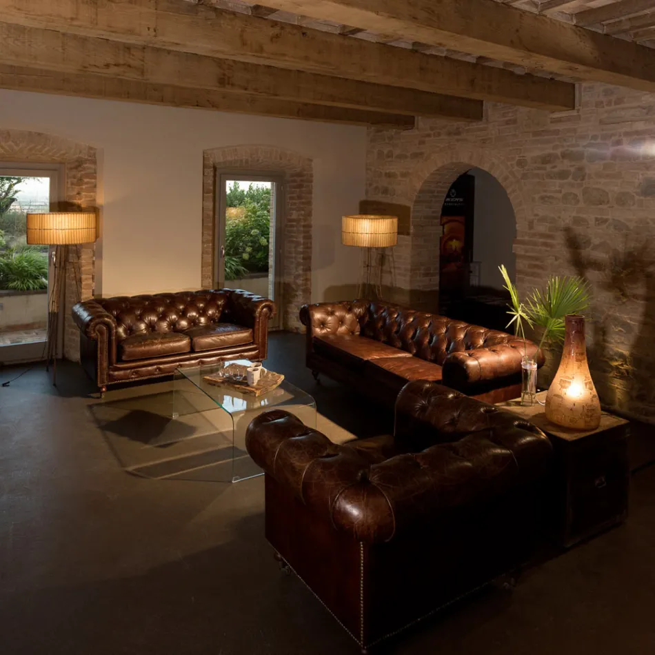 Canapé de salon 2 ou 3 places en cuir vintage effet vieilli - Stamp Viadurini