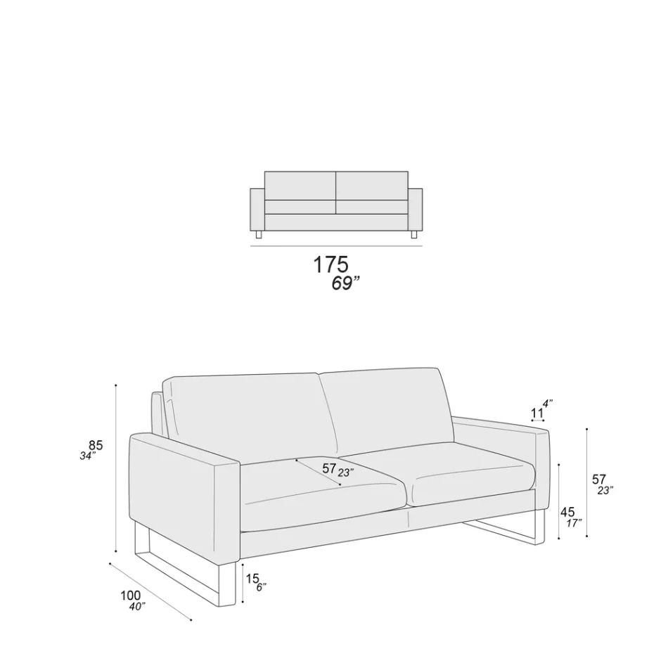 Canapé de Salon Pieds Luges en Métal Chromé - Exclusif Viadurini