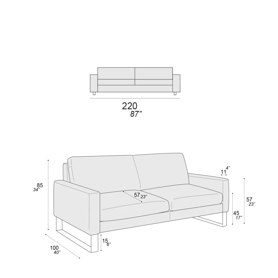 Canapé de Salon Pieds Luges en Métal Chromé - Exclusif Viadurini