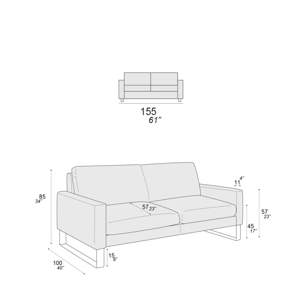 Canapé de Salon Pieds Luges en Métal Chromé - Exclusif Viadurini