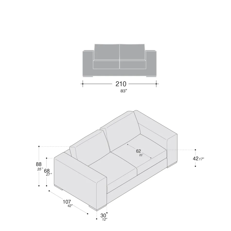 Canapé de Salon en Bois, Polyuréthane et Métal Fabriqué en Italie - Sparkling Viadurini