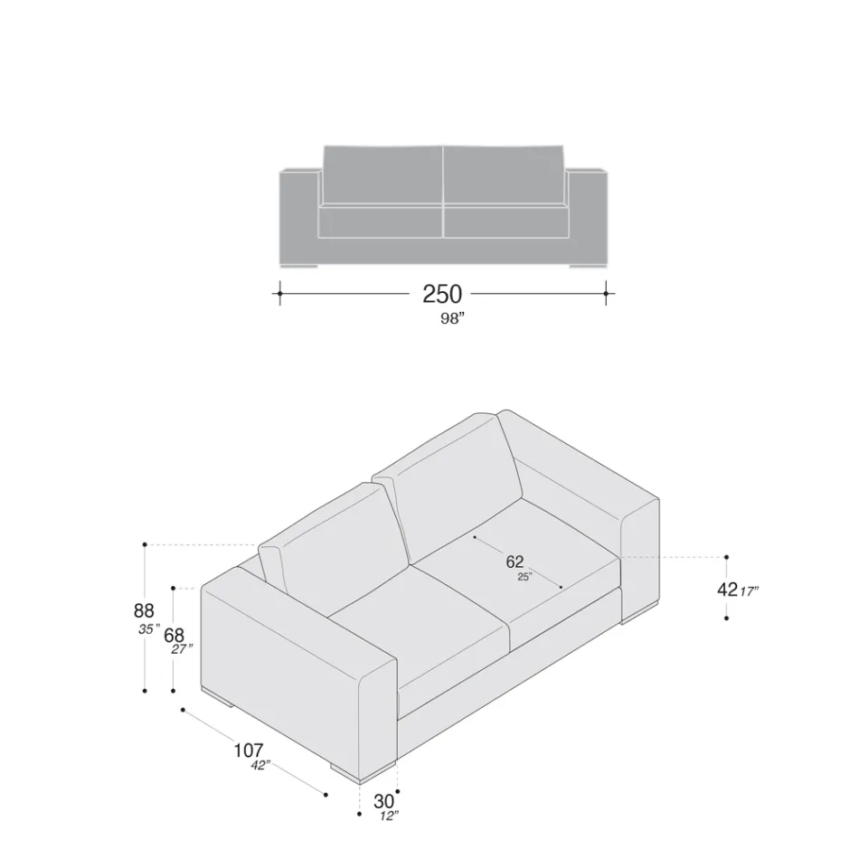 Canapé de Salon en Bois, Polyuréthane et Métal Fabriqué en Italie - Sparkling Viadurini