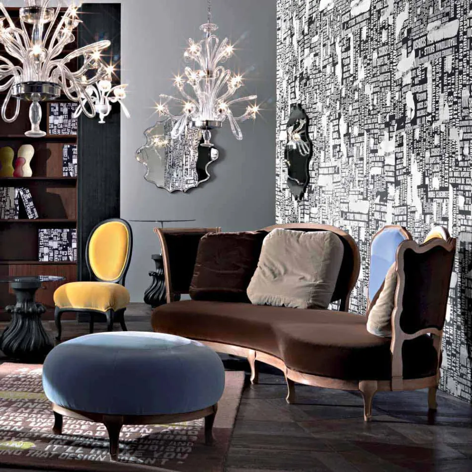 Canapé design de luxe, 5 dos en bois massif, fabriqué en Italie, Manno Viadurini