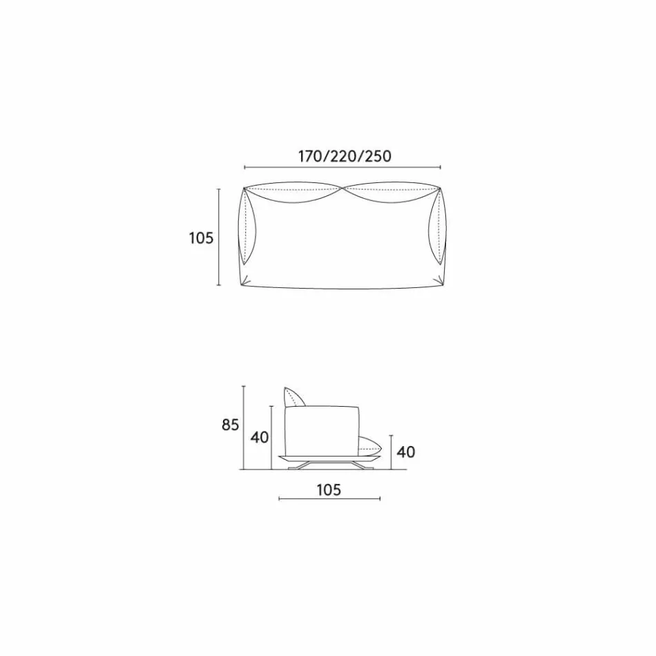 canapé design moderne peau Shita, 170, 220 ou 250 cm Viadurini