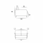 Canapé deux places design moderne L.145 cm imitation cuir / tissu Erica Viadurini