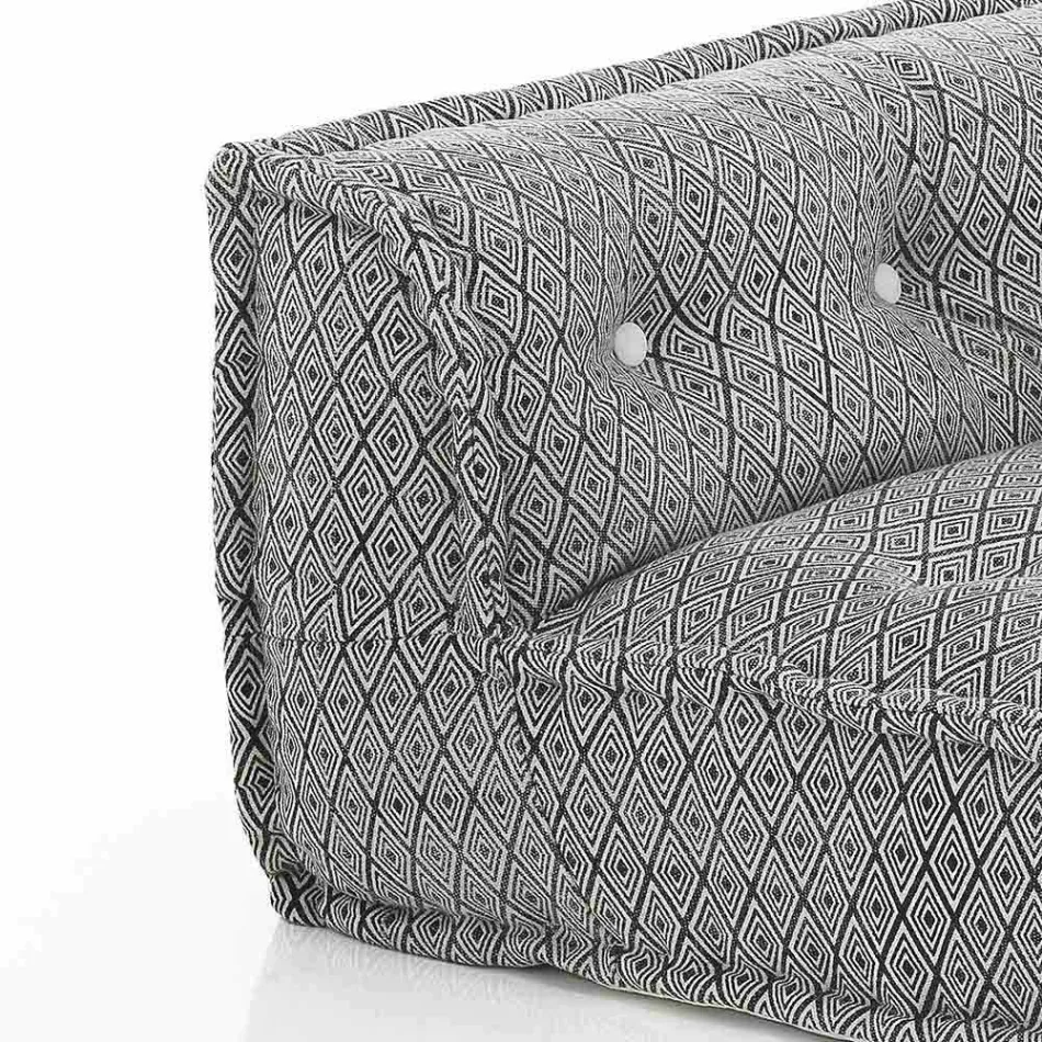 Canapé ethnique rembourré deux places en tissu patchwork et bois - Fibre Viadurini