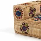 Canapé ethnique rembourré deux places en tissu patchwork et bois - Fibre Viadurini