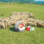 île jardin de détente avec canapé Hector a fait le tissage à la main, un design moderne Viadurini