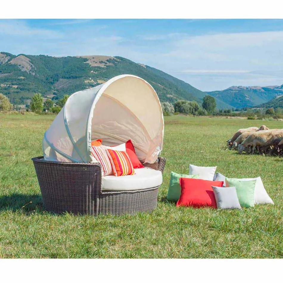 île jardin de détente avec canapé Hector a fait le tissage à la main, un design moderne Viadurini