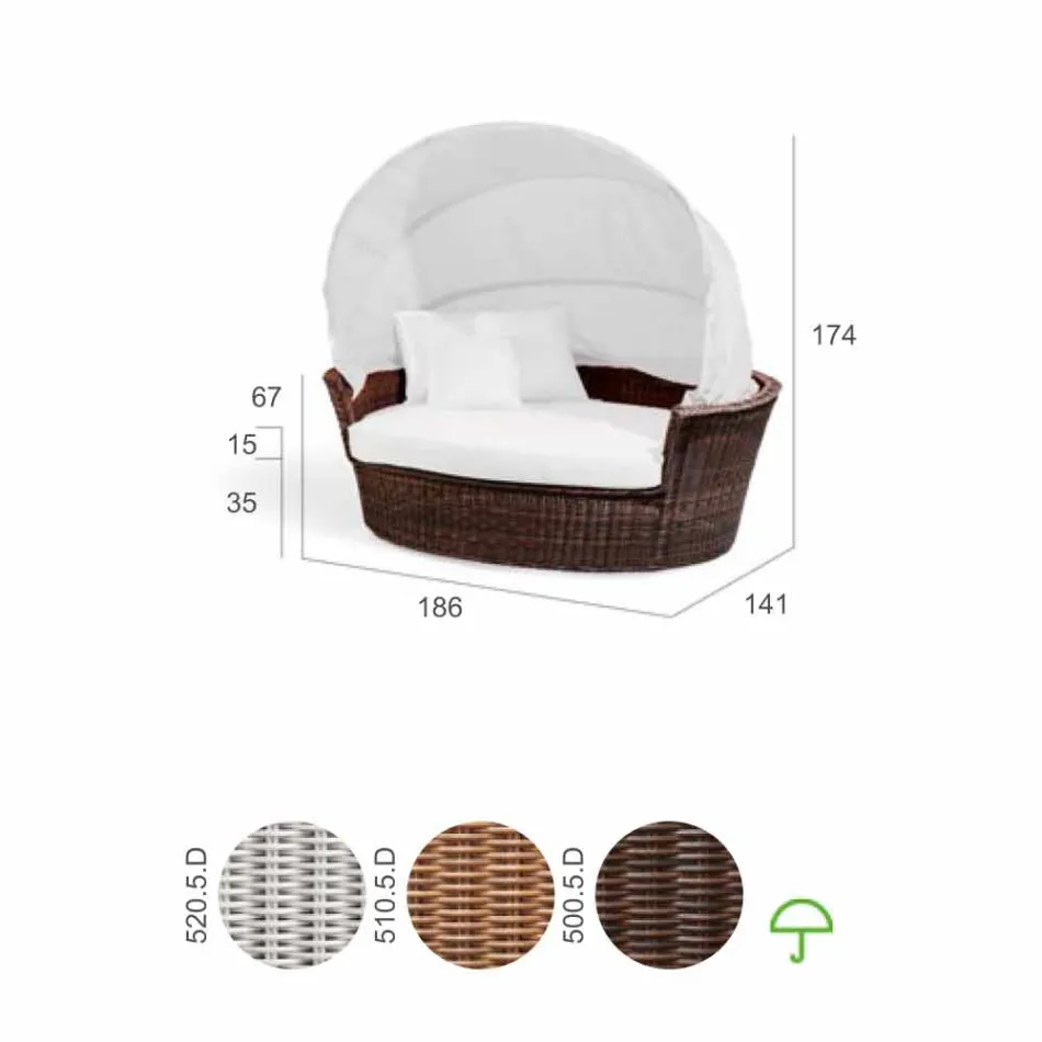 île jardin de détente avec canapé Hector a fait le tissage à la main, un design moderne Viadurini