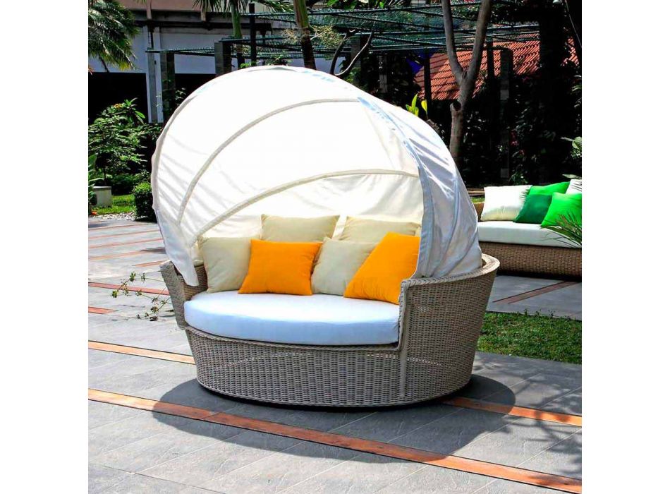 île jardin de détente avec canapé Hector a fait le tissage à la main, un design moderne Viadurini