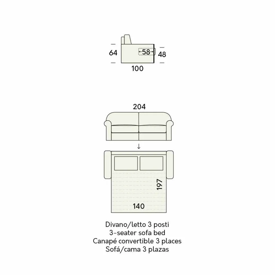 Canapé-lit double en tissu design Made in Italy - Anemone Viadurini