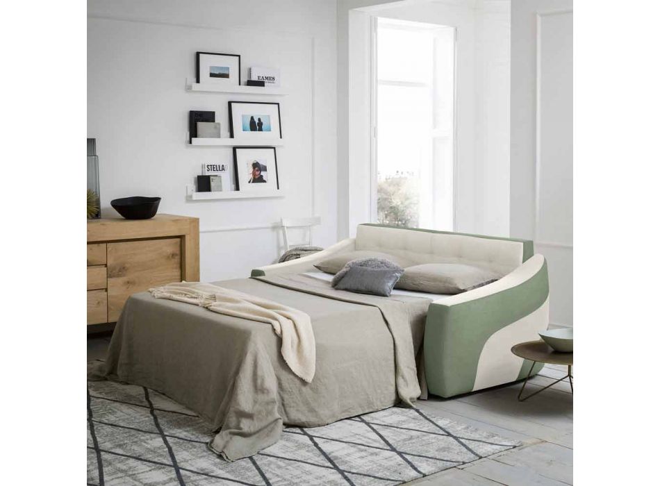 Canapé-lit moderne rembourré en tissu bicolore Made in Italy - Begonia Viadurini