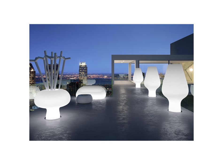Canapé d'extérieur lumineux avec lumière LED en polyéthylène fabriqué en Italie - Ervin Viadurini