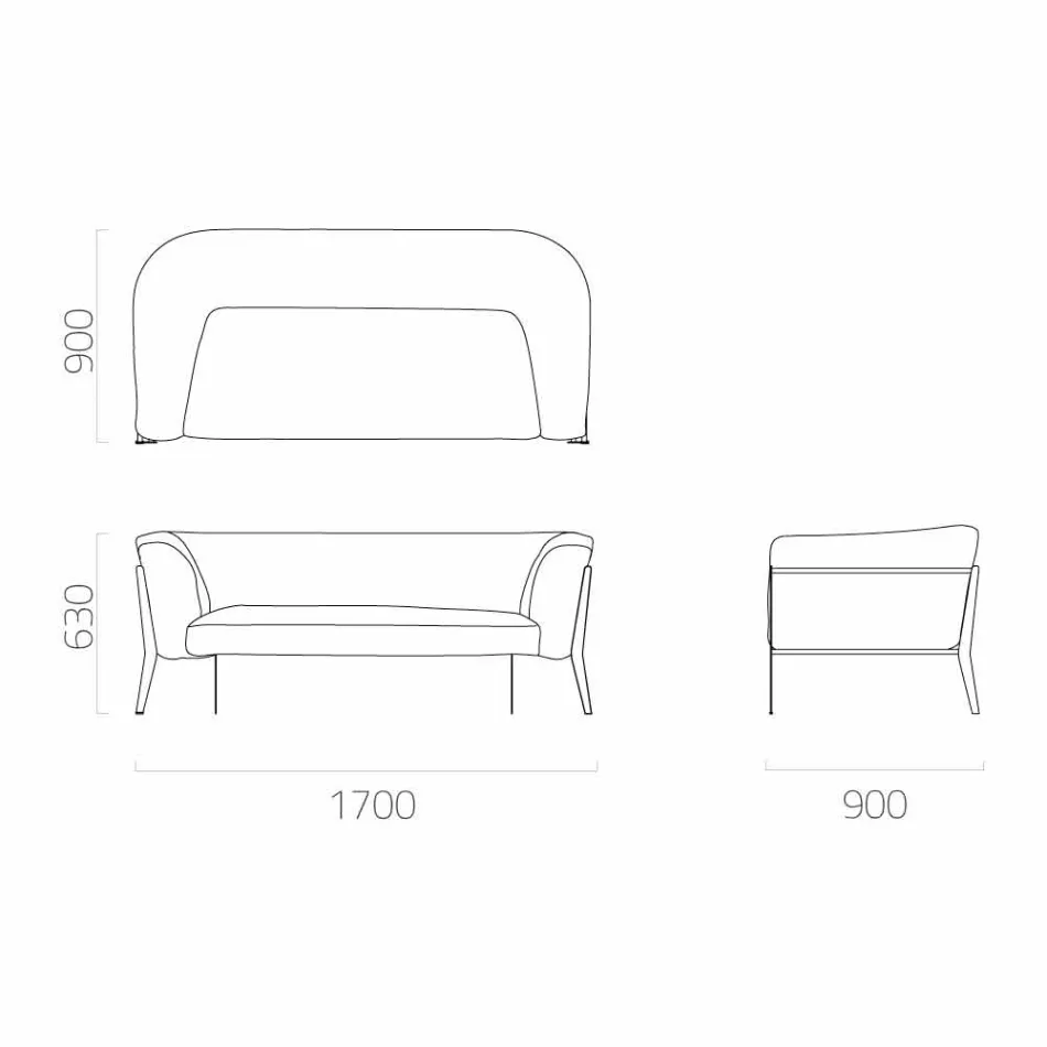 Canapé moderne pour design amovible extérieur ou intérieur fabriqué en Italie - Carmine Viadurini