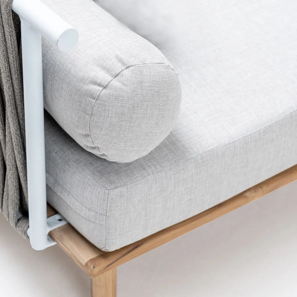 Canapé de jardin modulable avec 2 dossiers en corde - Bellatrix Viadurini