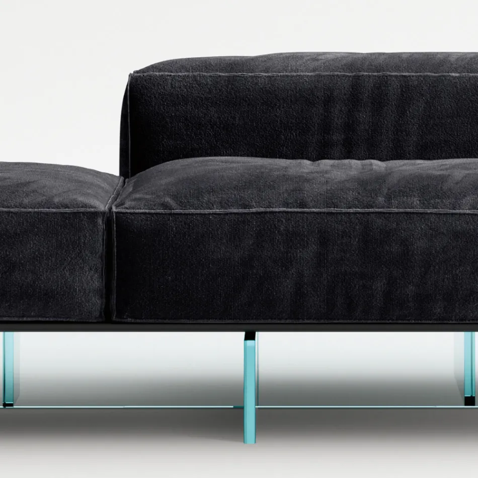 Saphir - Canapé modulaire moderne avec base en verre, fabriqué en Italie Viadurini