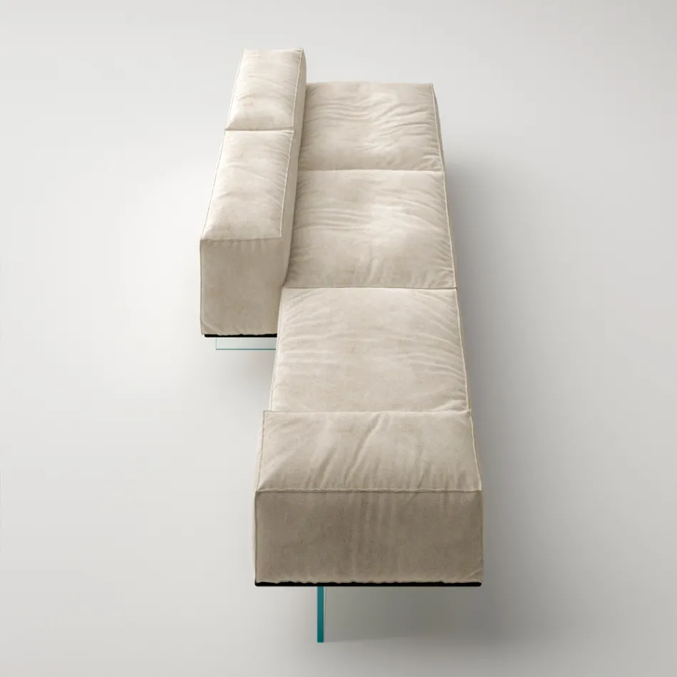 Saphir - Canapé modulaire moderne avec base en verre, fabriqué en Italie Viadurini