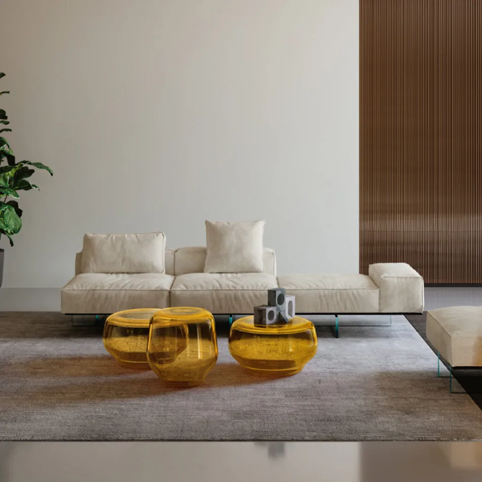Saphir - Canapé modulaire moderne avec base en verre, fabriqué en Italie Viadurini